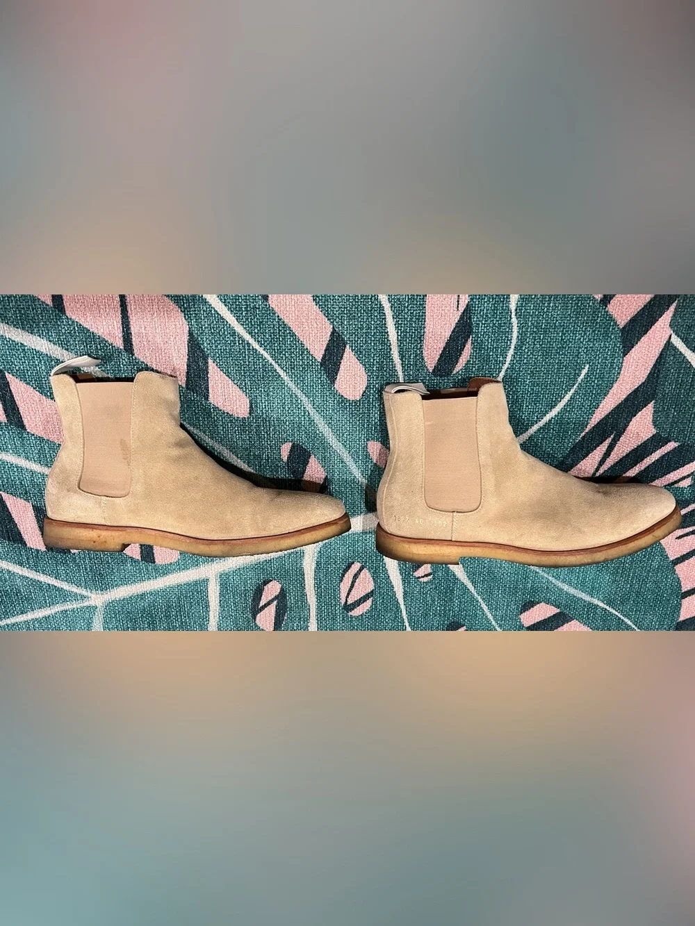 Common Projects Sand Suede Leather Chelsea Boot With Gum Sole